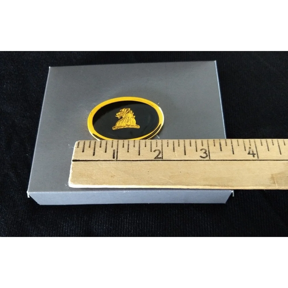 MARK CROSS Money Clip Lions Head Logo Black Gold-Tone Oval Rare NOS Original Box